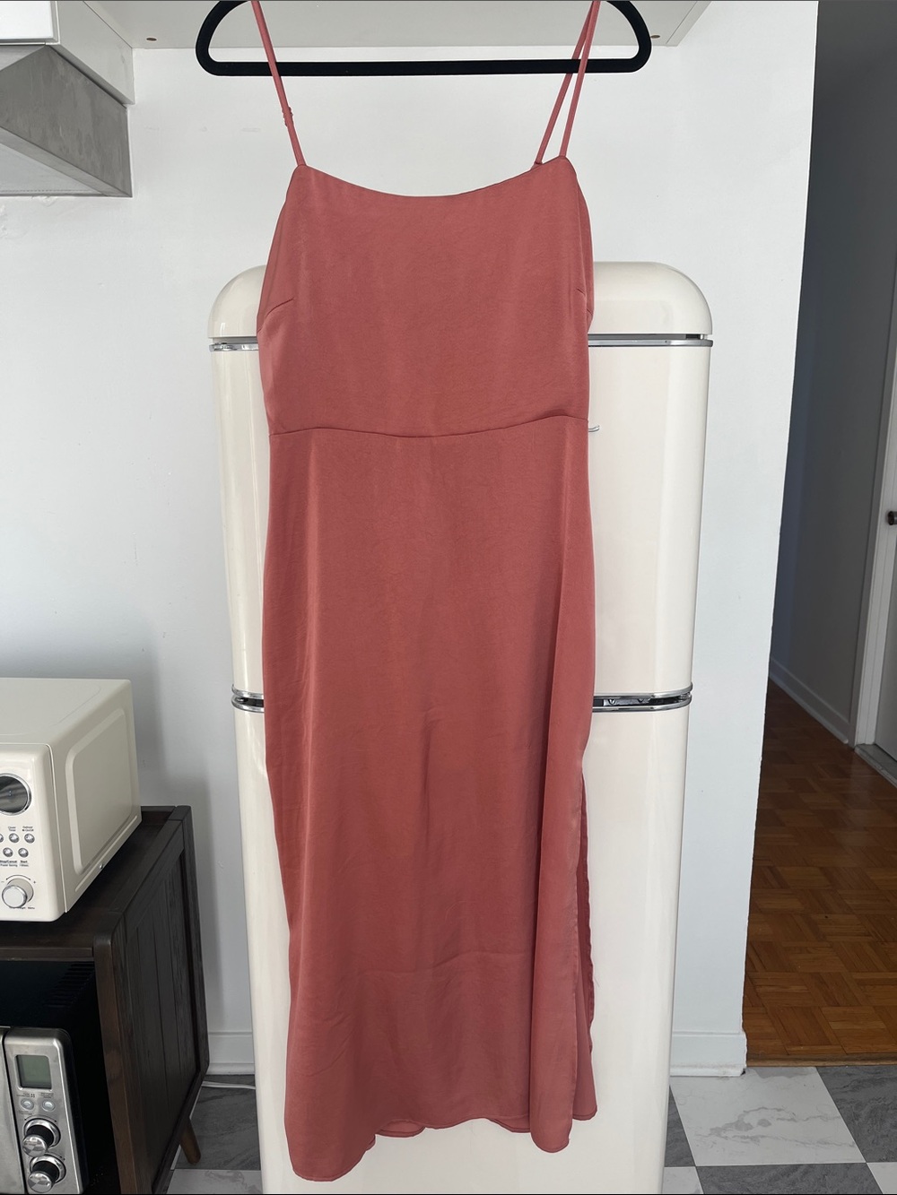 Sleek Rose Spaghetti-Strap Slip Dress